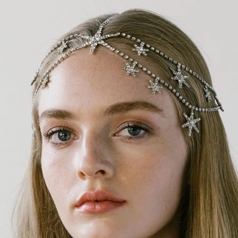 Multi Layer Rhinestone Headpiece with Stars