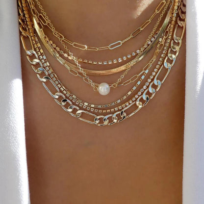 Boho Multi-Layer Crystal Pendant Necklace Sets