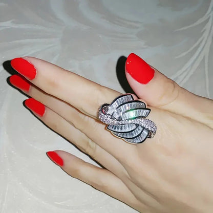 Geometric Shaped Sparkling Zirconia Ring