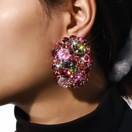 Trendy Boho Rhinestone Ball Earrings