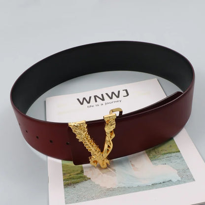 Metallic Gold Large V-shaped Buckle Belt