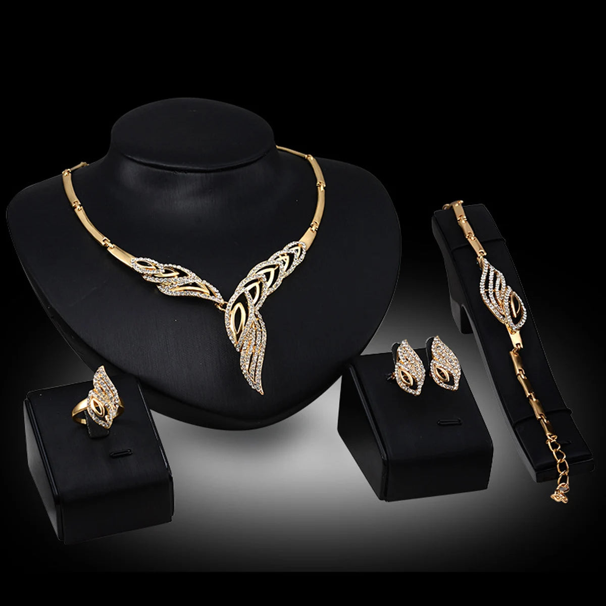 4Pcs Plated Gold Wedding Jewellery Set