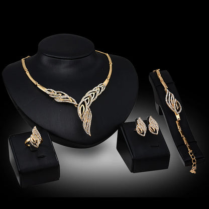 4Pcs Plated Gold Wedding Jewellery Set