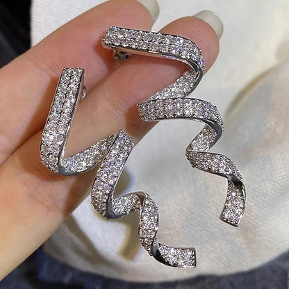 Rotational Ribbon Shaped Drop Earrings
