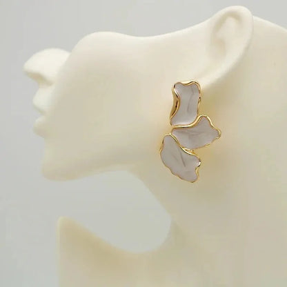 Cream Flower Petal Design Statement Earrings