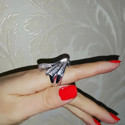 Geometric Shaped Sparkling Zirconia Ring