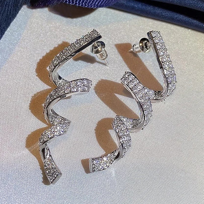 Rotational Ribbon Shaped Drop Earrings