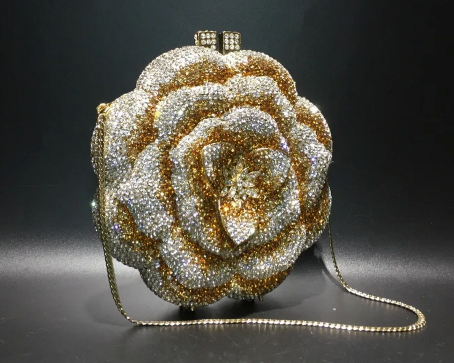 Rhinestone Crystal Rose Clutch