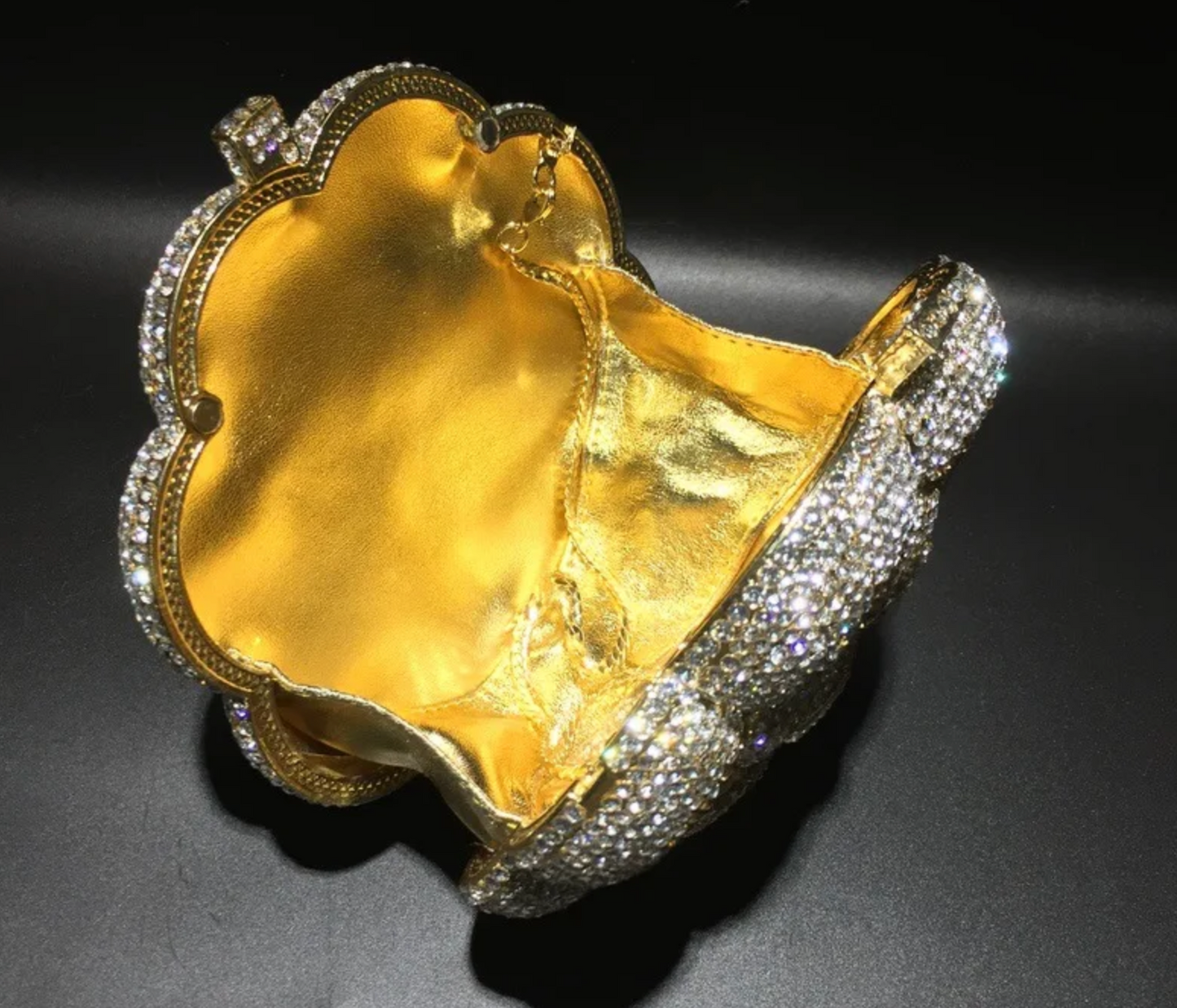 Rhinestone Crystal Rose Clutch
