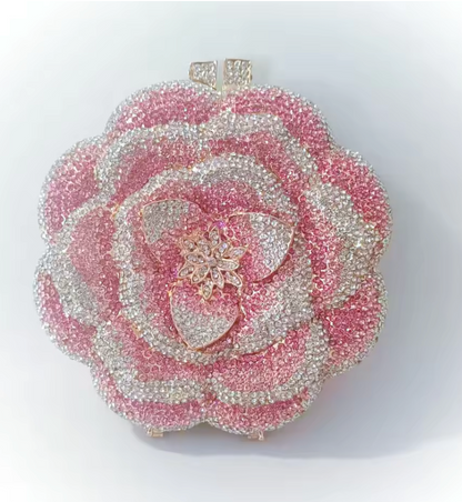 Rhinestone Crystal Rose Clutch