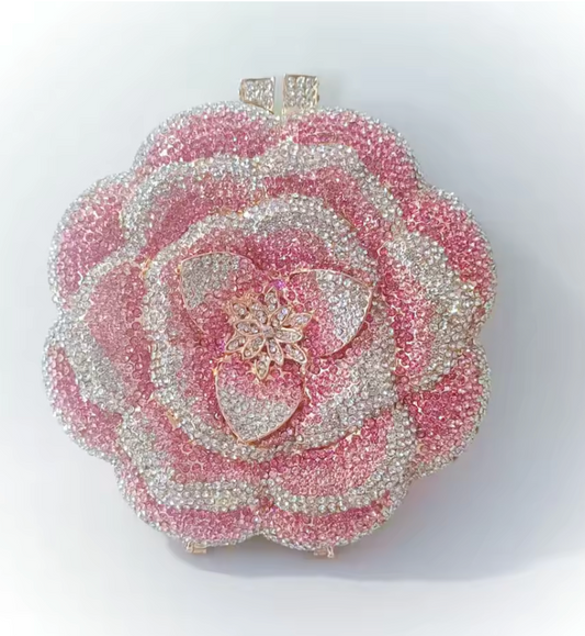Rhinestone Crystal Rose Clutch