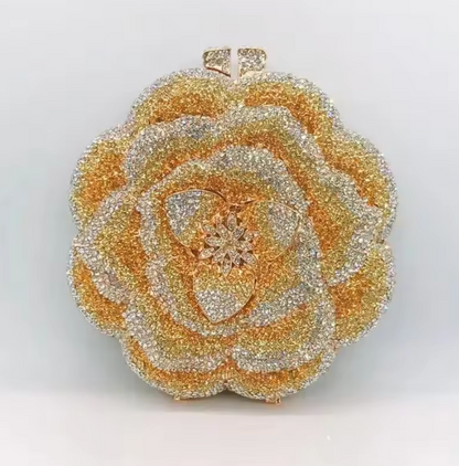 Rhinestone Crystal Rose Clutch