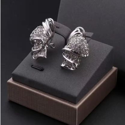 4Pcs Plated Silver Geometric Design Wedding Jewellery Set