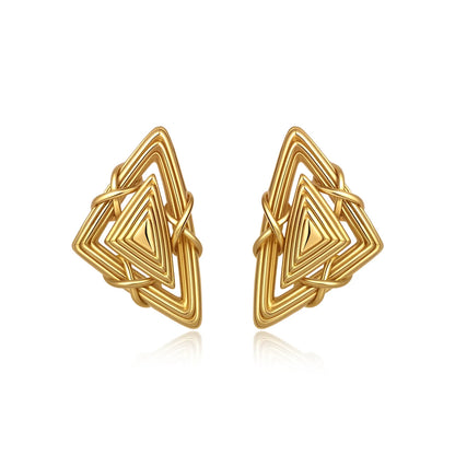 Vintage Texture Gold Plated Stainless Steel Earrings for Women Geometric Circle Twist Statement Earring Fashion Jewelry Bijoux
