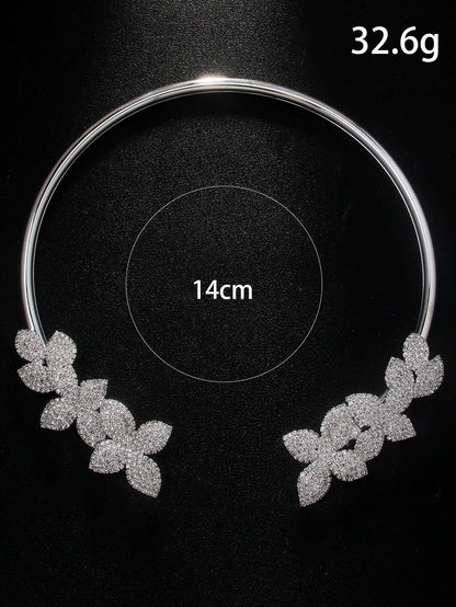 Floral Leaf Style Rhinestone Clavicle Necklace