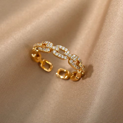 White Zircon Geometric Rings