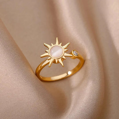 White Zircon Geometric Rings