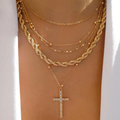 Boho Multi-Layer Crystal Pendant Necklace Sets