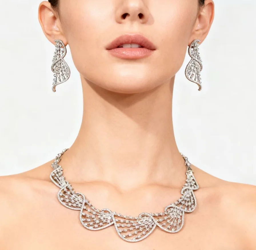 Elegant Cubic Zirconia Wedding Jewellery Set