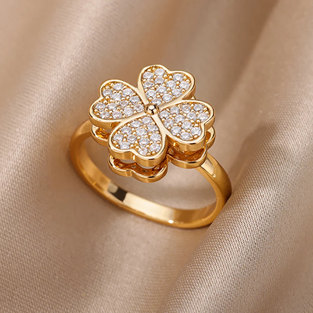 White Zircon Geometric Rings