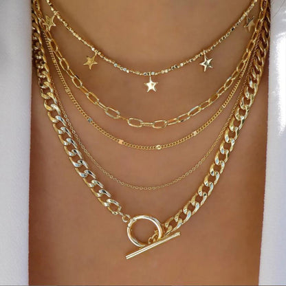 Boho Multi-Layer Crystal Pendant Necklace Sets