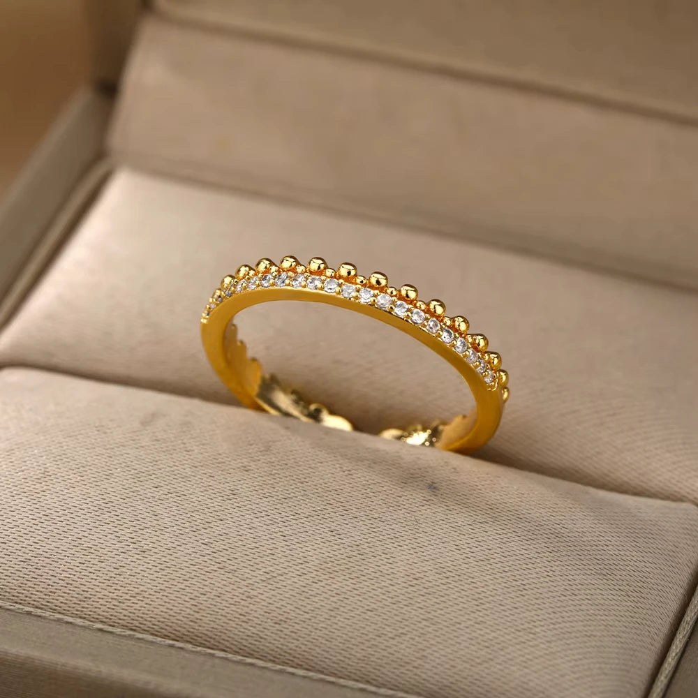 White Zircon Geometric Rings