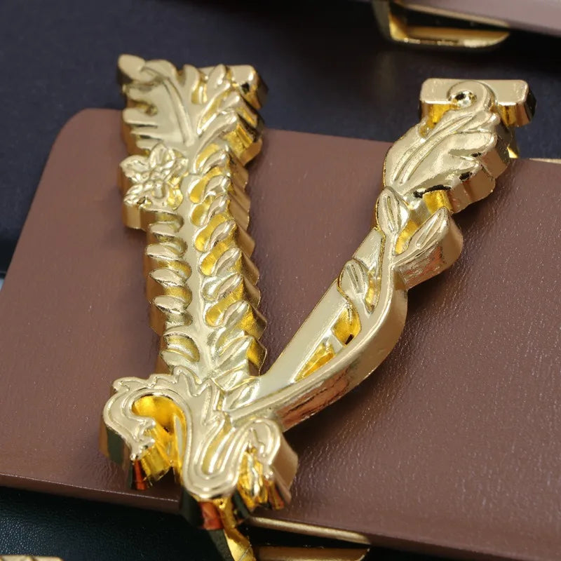 Metallic Gold Large V-shaped Buckle Belt