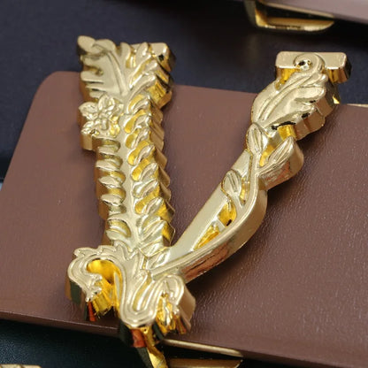 Metallic Gold Large V-shaped Buckle Belt