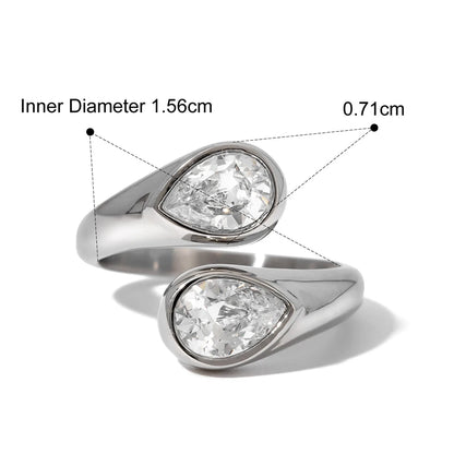 Stainless Steel 18K Gold Plated Zircon Rings
