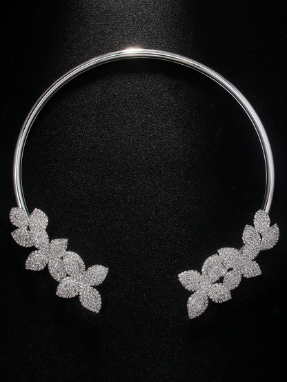 Floral Leaf Style Rhinestone Clavicle Necklace