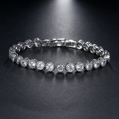 Trendy Leaf Charm Cubic Zirconia Bracelet & Bangles for Bride Bracelets Jewelry Sliver Color Clear CZ Crystal Bangles for Women