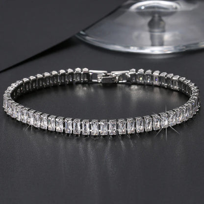 Trendy Leaf Charm Cubic Zirconia Bracelet & Bangles for Bride Bracelets Jewelry Sliver Color Clear CZ Crystal Bangles for Women