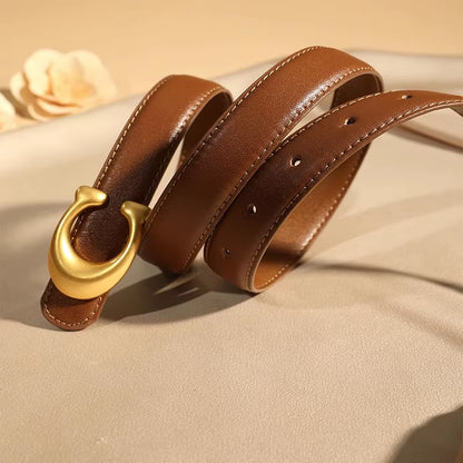 Gold Buckle Leather Belt