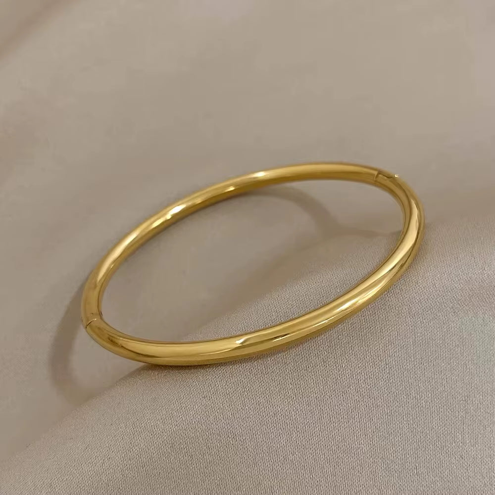 Gold Plated Hinge Bracelets with Zircon